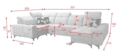 Rohová sedací souprava s funkcí spaní Buffalo IV modrá pravostranná stylová rohová sedací souprava se dvěma přihrádkami na lůžkoviny velurová tkanina