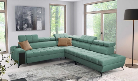 Rohová sedačka s funkcí spaní Bolmso IX mint pravá strana pohodlná rohová sedačka do obývacího pokoje se zásuvkovými kontejnery na lůžkoviny stylový design
