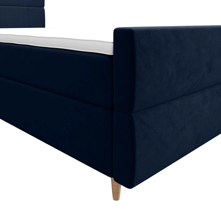 Kontinentální postel Benet 120x200 v moderním skandinávském stylu s čalouněným čelem a nohou postele s úložným boxem