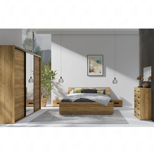 Ložnicová sestava nábytku Penelope dub catania nadčasový design ložnicová sestava nábytku prostorná posuvná skříň se zrcadlem