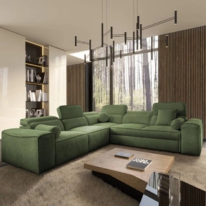 Rohová sedací souprava s funkcí spaní Viano III zelená levá Stylová rohová sedací souprava s kontejnery na lůžkoviny ideální pro moderní interiéry