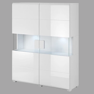 Široký příborník Toledo 122 cm bílý / bílý lesk vysoká kvalita skvělý do obývacího pokoje nebo jídelny