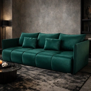 Selva rozkládací pohovka lahvově zelená funkční pohovka do obývacího pokoje s kontejnerem na lůžkoviny z měkké sametové tkaniny