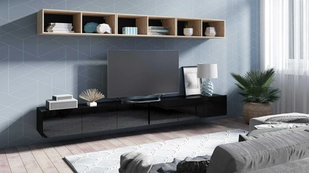 Nábytková nástěnná skříňka Apulia XXXIII černý lesk / dub artisan výjimečně stylová nábytková nástěnná skříňka jednoduché jednotky hodící se do každého interiéru