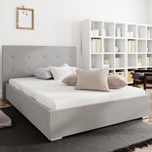 Čalouněná postel Bejar 140x200 šedá s čelem v moderním stylu ideální do ložnice