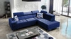 Rohová pohovka Hampton VII s funkcí spaní tmavě modrá pravá rohová pohovka do pokoje ze sametové látky s hladkým povrchem