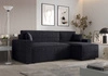 Rohová sedací souprava s funkcí spaní Brandon Bis černá pravá strana měkká tkanina s charakteristickou smyčkovou povrchovou nádobou na lůžkoviny