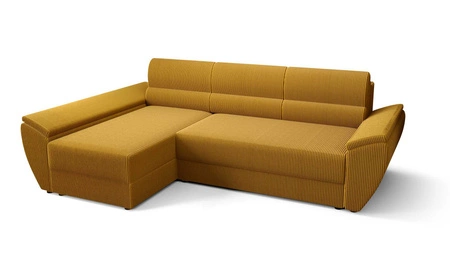 Rohová sedací souprava s funkcí spaní Fogu III medová levá stylová rohová sedací souprava s područkami a úložným prostorem na lůžkoviny manšestrová látka