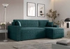 Rohová sedací souprava s funkcí spaní Brandon Bis tyrkysová pravá strana měkká tkanina s charakteristickou smyčkovou povrchovou nádobou na lůžkoviny