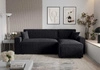 Rohová sedací souprava s funkcí spaní Brandon Bis černá pravá strana měkká tkanina s charakteristickou smyčkovou povrchovou nádobou na lůžkoviny