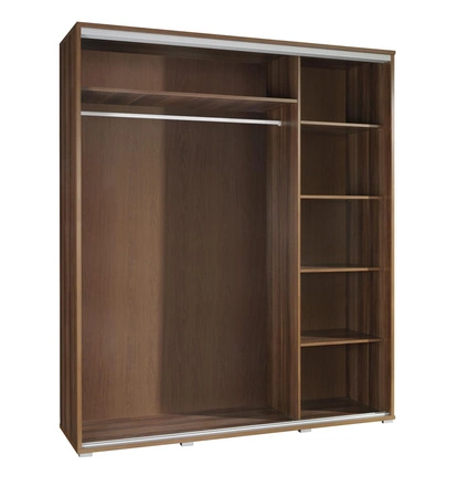 Posuvná šatní skříň Penelope 155 cm kaštan wenge Moderní design šatní skříně Hliníková vodítka dveří a pojezdový systém