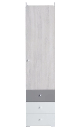Knihovna se zásuvkami Arona 45 cm bílá / dub wilton bílá / šedá ideální do pokoje pro mládež funkční a prostorná