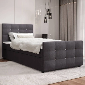 Kontinentální postel Kansas 90x200 grafit v moderním skandinávském stylu s čalouněným čelem a nohama