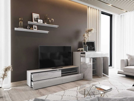 Aliartos bílá / bílý lesk moderní design systém push to open pro dvířka a zásuvky nábytková sestava s komodou