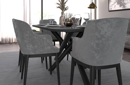 Lyon stůl 90x185 cm portlandský jasan / černý stylový jídelní stůl na designových pavoučích nohách výškově nastavitelný