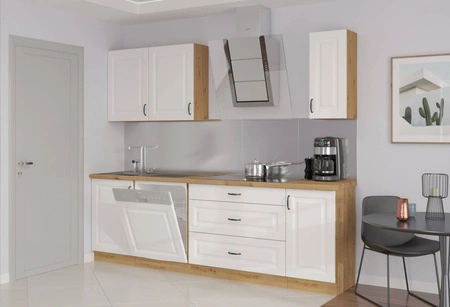 Sada kuchyňského nábytku Scandi 230 cm skříně vypadají skvěle v klasických i moderních skandinávských interiérech