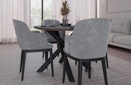 Lyon stůl 100x138 cm wisconsin ořech / černá stylový jídelní stůl na designových pavoučích nohách výškově nastavitelný