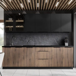 Černá / Brianza 260 cm sada kuchyňského nábytku kovové hrany úchytek skříňky vypadají skvěle v moderních interiérech