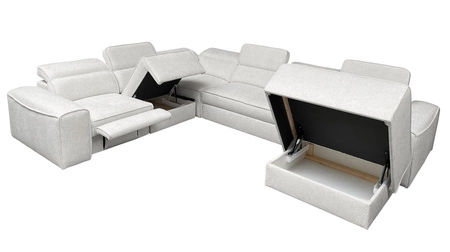 Rohová sedací souprava s funkcí spaní Viano VIII Lux šedá jasanová pravá rohová sedací souprava s výsuvnou podnožkou nádoby na lůžkoviny