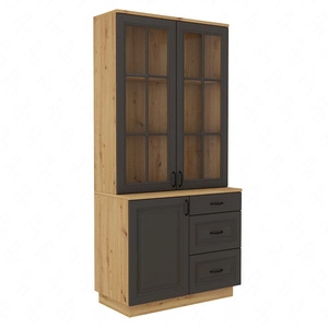 Příborník Style 100 cm dub artisan / šedý grafit klasický design bezpečnostní tvrzené sklo stylová frézovaná čela prostorné zásuvky