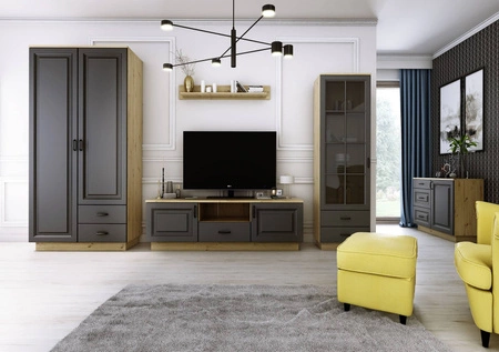 Šatní skříň Styl 120 cm dub artisan / šedý grafit funkční nábytek klasický design ideální šatní skříň do šatny nebo předsíně