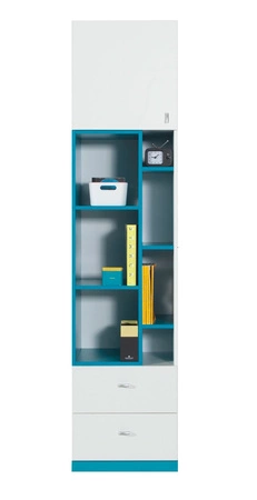 Dětský nábytek Mobi 2 bílá / tyrkysová ideální do dětského pokoje nebo pokoje pro mladé v módním stylu