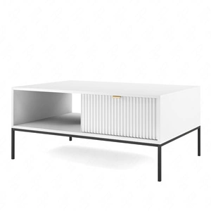 Bílý konferenční stolek Lovro se zásuvkami moderní design deska odolná proti polití