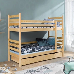 Patrová postel Wojtek pro 2 osoby 80x200 cm s hlubokými zásuvkami na kolečkách zabere místo jednolůžka