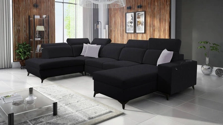 Kelly Elegantní VI rohová pohovka s funkcí spaní černá pravá strana moderní designová rohová pohovka do obývacího pokoje s nastavitelnými opěrkami hlavy