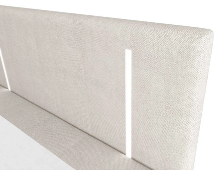 Kontinentální postel Norco 140x200 ecru Stylová postel s osvětlením kontejneru na ložní prádlo v čele postele dodává jedinečný nádech