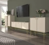 Nábytek Kioto III béžový stylový designový nábytek do obývacího pokoje elegantní nábytek podepřený zlatým kovovým rámem jemné úchytky
