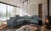 Rohová sedací souprava s funkcí spaní Tesalia III Lux šedá pravá komfortní rohová sedací souprava s výsuvnou podnožkou Posuvná funkce opěradla