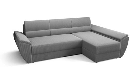 Rohová pohovka s funkcí spaní Fogu III šedý jasan pravá rohová pohovka s područkami a úložným prostorem na lůžkoviny manšestrová tkanina