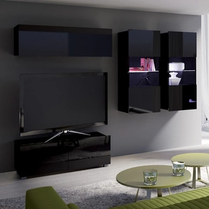 Nástěnná skříňka Apulia XII v černém lesku Výjimečně stylová nástěnná skříňka s jednoduchými nábytkovými díly, která se hodí do každého interiéru