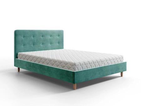 Čalouněná postel Noiro 180x200 zelená s úložným boxem v moderním skandinávském stylu s výrazným čelem