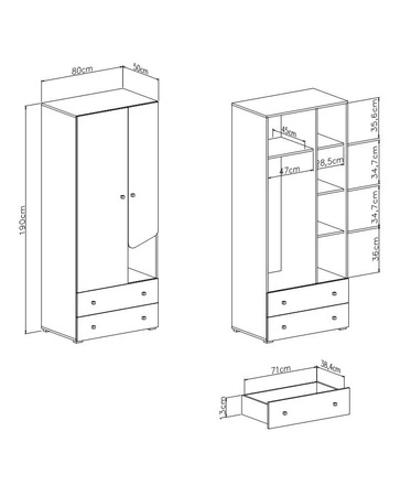 Sada nábytku Dzeta dub / antracit ideální do dětského pokoje nebo pokoje pro mladé v módním stylu