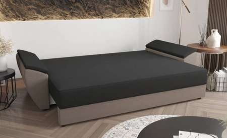 Fogu Bis rozkládací pohovka šedá jasan stylová pohovka s pohodlnými područkami manšestrová látka čalounění kontejner na lůžkoviny