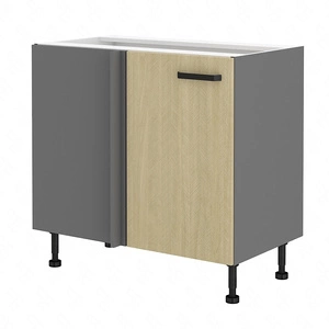 Rohová kuchyňská linka Chevron 105 ND 1F BB levé čelo s dekorativním dekorem rybí kosti skříňka odolná proti vlhkosti a poškození