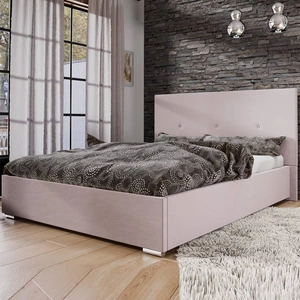 Čalouněná postel Burgos 160x200 pudrově růžová s moderním stylem čela ideální do ložnice