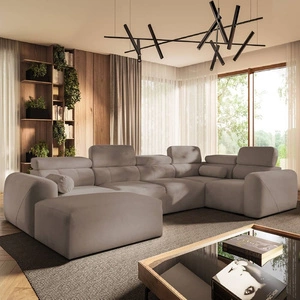 Rohová pohovka s funkcí spaní Cantare IV tmavě béžová levá strana pečlivě zpracovaná rohová pohovka do obývacího pokoje poskytuje komfort a pohodlí