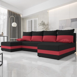 Rohová sedací souprava s funkcí spaní Bowers U černá / červená rohová sedací souprava s lůžkovinami záruka pohodlí a funkčnosti