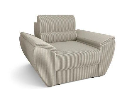 Křeslo Fogu slonová kost moderní design pohodlné křeslo do obývacího pokoje manšestrová látka s výraznými pruhy široké područky