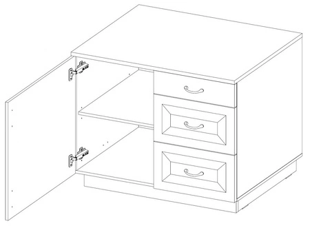 Příborník Style 100 cm dub artisan / šedý grafit klasický design bezpečnostní tvrzené sklo stylová frézovaná čela prostorné zásuvky