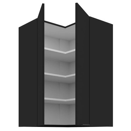 Rohová kuchyňská nástěnná skříňka černá 60x60 GN-90 2F kovová hrana úchytka skříňka odolná proti vlhkosti a poškození