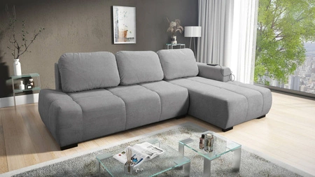 Rohová pohovka s funkcí spaní Gentle světle šedá pravá strana Stylová designová rohová rozkládací pohovka charakteristická svým zaobleným tvarem