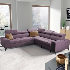 Rohová sedací souprava s funkcí spaní Bolmso III fialová pravá rohová sedací souprava s kontejnery na lůžkoviny zásuvka s plným výsuvem v boku nábytku