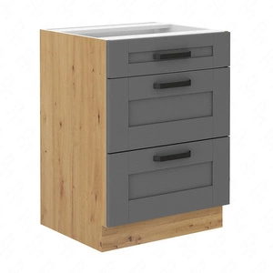 Stojící kuchyňská skříňka se zásuvkami Asti 60 D 3S BB skříňka odolná proti páře, rozlití a teplu