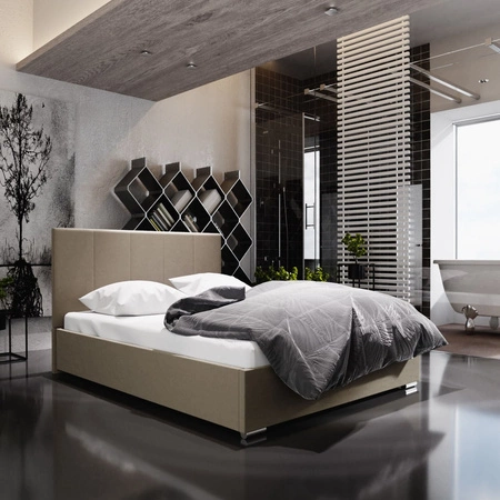 Čalouněná postel Lugo 180x200 tmavě béžová s čelem v moderním stylu ideální do ložnice