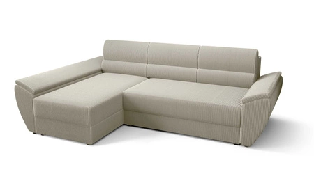 Rohová pohovka s funkcí spaní Fogu III slonová kost levá stylová rohová pohovka s područkami kontejner na lůžkoviny manšestrová látka