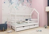 Dřevěná postel Dale 80x190 cm bílá moderní designová dětská postel z masivního borovicového dřeva dětská postel domeček